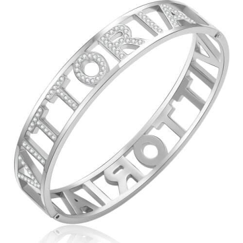 Womens Name VITTORIA Bangle High Quality Luxurius Titanium Stainless Steel Bracelet Bangle Jewelry Gift 2021