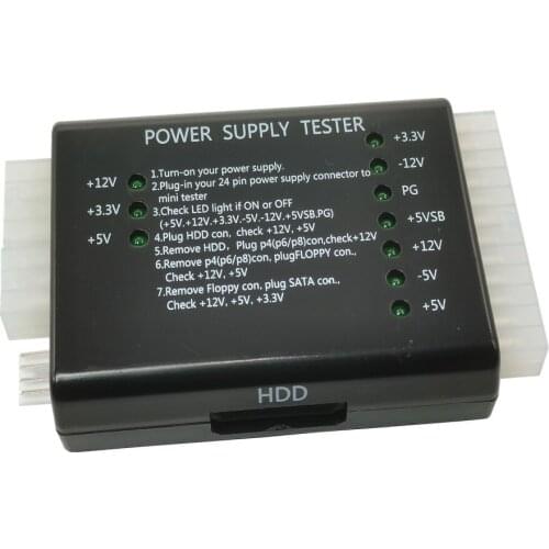 20/24 Pin for PSU ATX SATA HDD Power Supply Tester Black PC 20 24 Pin PSU ATX SATA HD