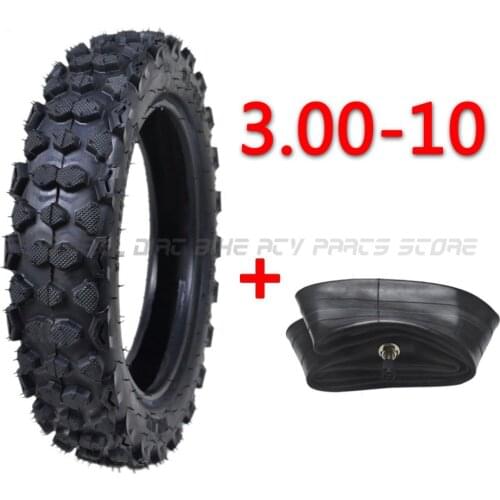3.00-10 80/100-10 Tyre + Inner Tube Non-slip for Motocross Racing Motorcycle Dirt Pit Bike Atomik SSR SDG GY6 Scooter 80/100-10