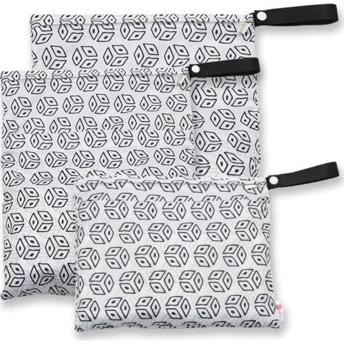 3pcs Wet Dry Bag Baby Diaper Bag For Baby Diapers Nappies With Zippered Waterproof Reusable Washable