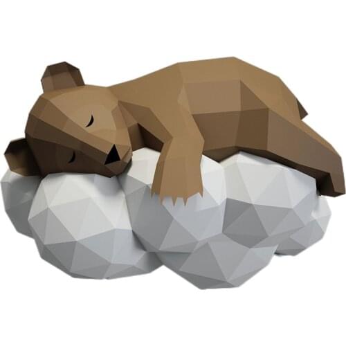 Bear on The Cloud Papercraft 3D Paper Model DIY Geometric Origami Paper Sculpture Home Decor Room Wall Decoration Crafts