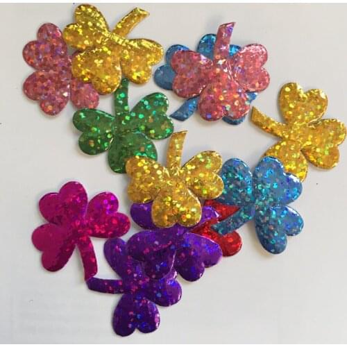 40pcs 25mm Padded Pretty Lucky Grass Appliques Scrapbooking Craft Making DIY Crafts Supplies A61A