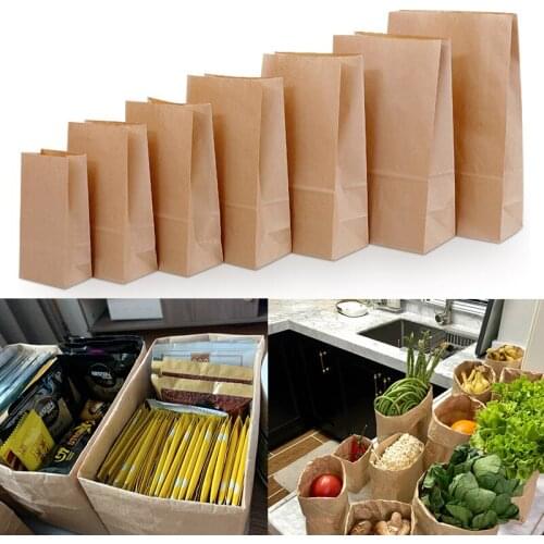 50pcs Oil film 70G kraft paper bag gift bags packaging biscuit candy food cookie Fruit bread storage bag takeaway bags vase