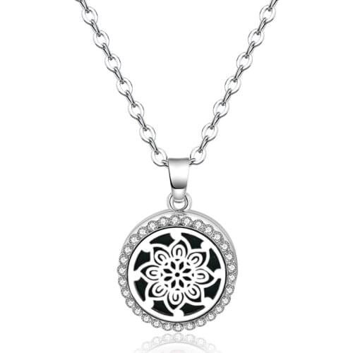 Aroma Diffuser Flower Pattern Stainless Stee Necklace Magnetic Aromatherapy Essential Oil Diffuser Perfume Box Lockets Pendant