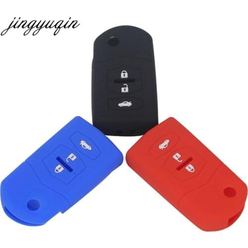 Jingyuqin 30pcs Silicone Flip Car Key Cover for MAZDA 2 3 M3 M5 M6 RX-8 MX-5 Atenza CX5 CX7 CX9 3 Button Remote Fold Fod Cover