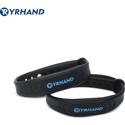 2pcs 13.56Mhz RFID IC Card Black Smart Wristbands Bracelets for rfid door locks