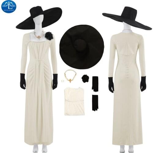 Village Alcina Dimitrescu Cosplay Costume Outfits Halloween Ladies Sexy Women Maxi Club Dress Halloween Costume Sets