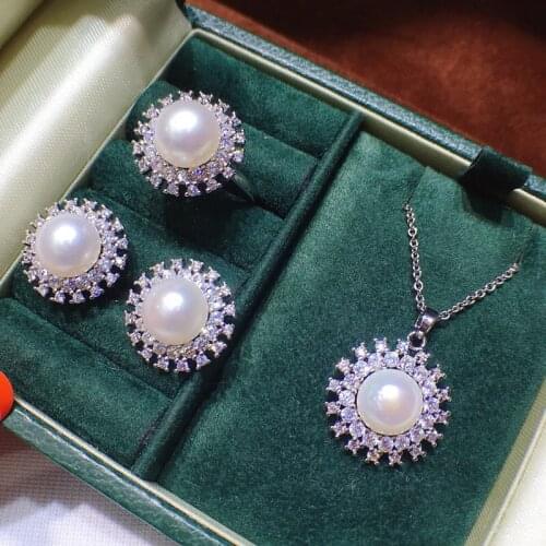 DIY Pendant Ring and Earrings Jewelry Set Base Mountings Settings Findings Jewelry Settings Parts for Pearls Beads Stones