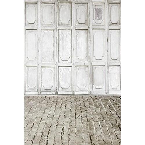 5x7ft Peeing White Wooden Door and Brick ground Photography Newborn Backdrop