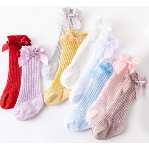 Baby Girls High Tube Stockings for Children Breathable Stocks Kids Socks Over The Knee Socks Cotton Mesh Summer Knee High Socks