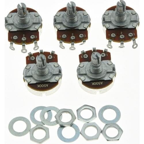 KAISH Pack of 5 A500K Guitar Audio Pots 24mm Base with Short Split Shaft Potentiometer