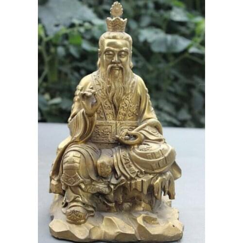 8 Chinese Brass Taoism Founder Laotse LaoJun Laozi Immortal God Sit Stone Statue