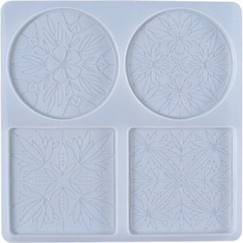 M2EA 4Cavities Mandala Flower Pattern Coaster Epoxy Resin Mold Cup Mat Silicone Mould