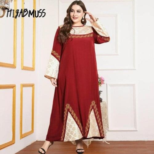 Moroccan Home Dresses Fashion Embroidery Long Sleeve Casual Big Jacquard Stitching Dress Muslim Womens Clothing Kebaya 2021 New