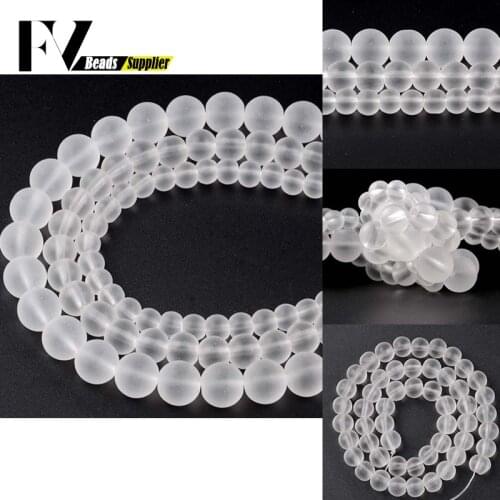 Matte Dull Polished Clear Crystal Round Glass Beads Loose Spacer Beads For Jewelry Making Diy Bracelet Necklace 6 8 10 12mm 15