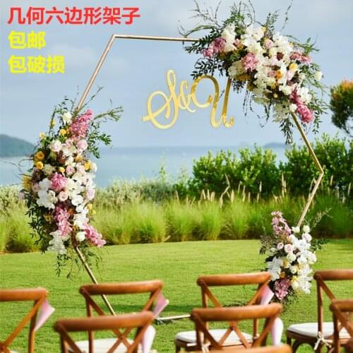 Metal Wedding Arch Gold and White Color backdrop flower stand Balloom arch frame geometric home party backdrop decoration