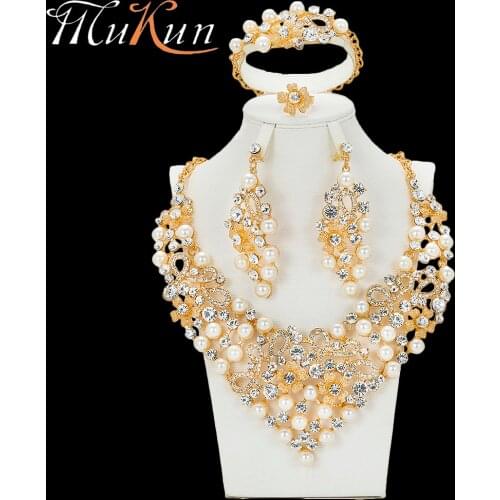 MuKun fashion African beads jewelry sets for women wedding bridal Dubai gold jewellery sets luxury Egypt jewelry designers