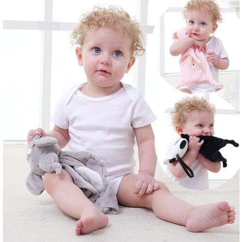 Soothing Infant Soft Security Blanket Rattle Toy Elephant Rabbit Bear Baby Plush Dolls Saliva Towel Comforter Toys