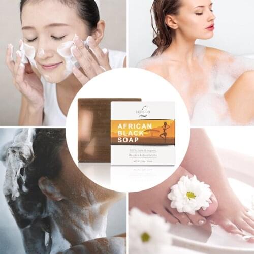 Handmade Cleansing Skin Mites Black Soap Black Soap Face And Body Moisturizing Kojic Acid Essential Oil Soap Body Care TSLM1