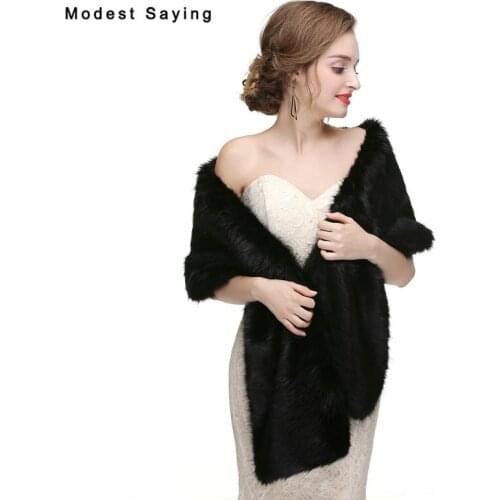 New Arrival Black Faux Fur Wedding Shawls 2017 Imitation Raccoon Fur Bridal Wraps Warm Scarf Winter Bolero Wedding Accessories