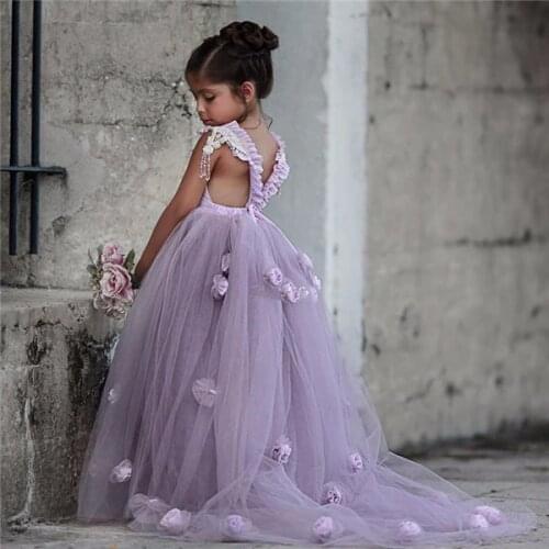 New Flower Girl Dresses Blush Pink First Communion Gowns For Girls Ball Gown Cloud Beaded Pageant Gowns Vestido De Daminha