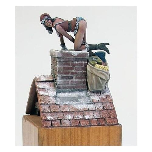 New Unassembled 1/32 54mm Christmas girl 54mm happy new Resin Kit DIY Toys Unpainted resin model