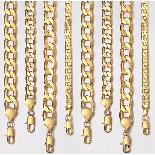 Necklaces for Men Women Gold Filled Curb Cuban Link Gold Chain Mens Necklace Dropshipping Wholesale Jewelry Fashion Gift LGNM50
