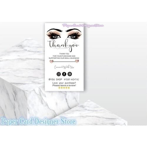 Personalized Small Business Insert card Simple Shop Packaging Card Custom ADD YOUR LOGO/Eyelash Logo Template Social Media Card