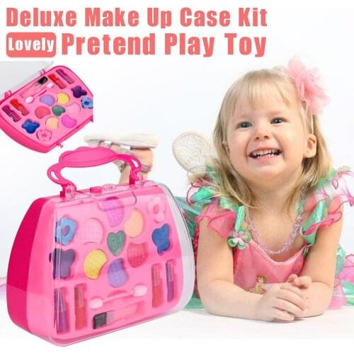 Portable Princess Girls Pretend Play Kid Make Up Toys Set NON TOXIC For Kids Pink Makeup Toy Set For Girls Dressing Cosmetic