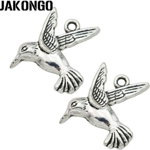 JAKONGO Antique Silver Plated Flying Birds Charms Pendant for Jewelry Making Bracelet Accessories DIY 20x19mm 20PCS/lot