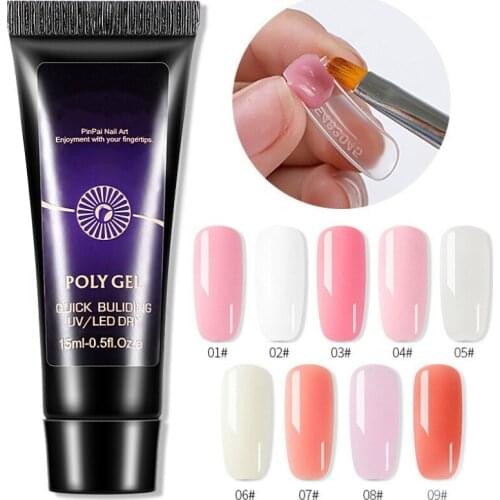 15ml/30ml Clear White Nail Poly Acryl Gel UV LED Builder Acrylic Gel for Quick Extension Nail Art Tip Poly Crystal Gel Acrylgel