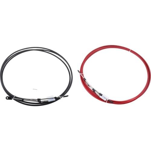 Stainless Steel, Black+Red Throttle Cable Black for Marine Canoe Boat Motor Control Lever - 13 FT