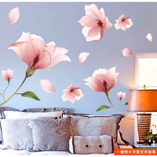 Pretty Pink Color Flowers Wall Stickers DIY Wall Sticker DIY Home Party Childrens Bedroom Supplies Wedding Party Romantic Decor