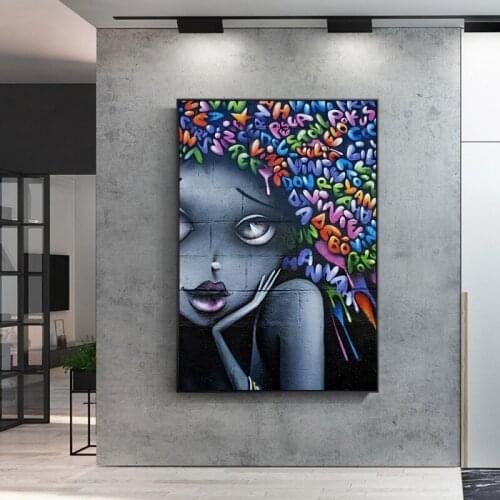 Modern Wall Graffiti Art Prints Lovely Girls Canvas Paintings On The Wall Street Art Canvas Abstract Wall Pictures Home Decor