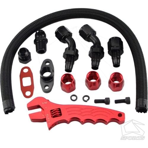 NYLON/STEEL BRAIDED TURBO Oil Feed Drain Line T3 T4 T04E+Wrench Tool Spanner kit