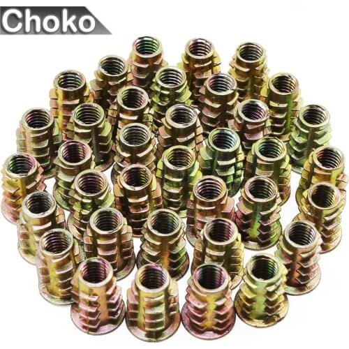 50PCS M6 Zinc Alloy Hex Socket Screw-in Nuts Threaded Insert Nuts for Wood Furniture