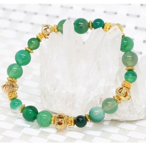 Top quality 8mm green veins agat onyx carnelian round stone beads luxury strand bracelet for women gift jewelry 7.5inch B2074