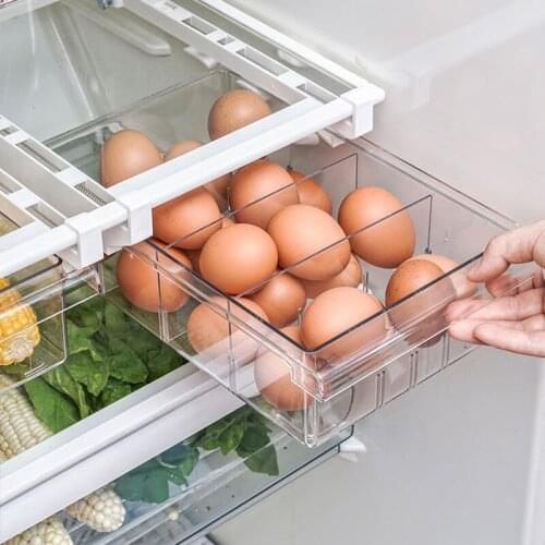 Refrigerator Drawer 1/4/8 Compartment Refrigerator Drawer Organizer Transparent Fridge Storage Bin Containers For Pantry Freezer