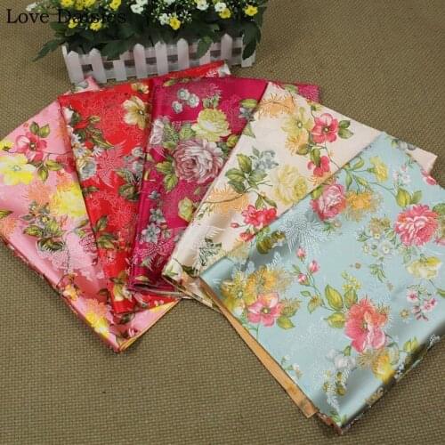 Jacquard Brocade Fabric Elegant Peony Flower for DIY Wedding Doll Apparel Sewing Home Decoration Craft Bag Upholstery Draperies