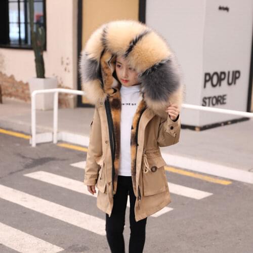 Girl Winter Jacket 2020 New Children Girls Down coat Cotton Parka Imitation Fox Fur Removable Hoodie Warm Jackets
