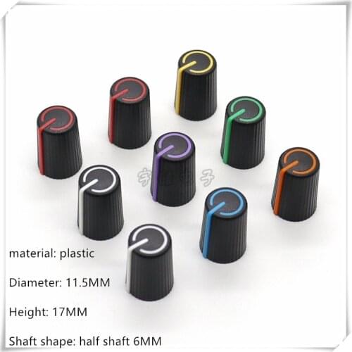 10 Piece 11.5*17MM half shaft plastic knob potentiometer rotary encoder volume switch knob suitable for D axis 6MM