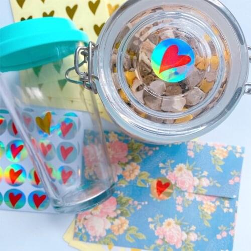 1600pcs Rainbow Laser Holographic Paper Stickers Round Business Labels Gift Packaging Seal labels Stickers wholesale