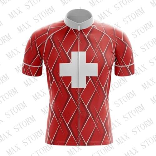 2019 red Switzerland Team Cycling Jersey and Sleeveless jersey Quick Dry /Breathable Max Storm