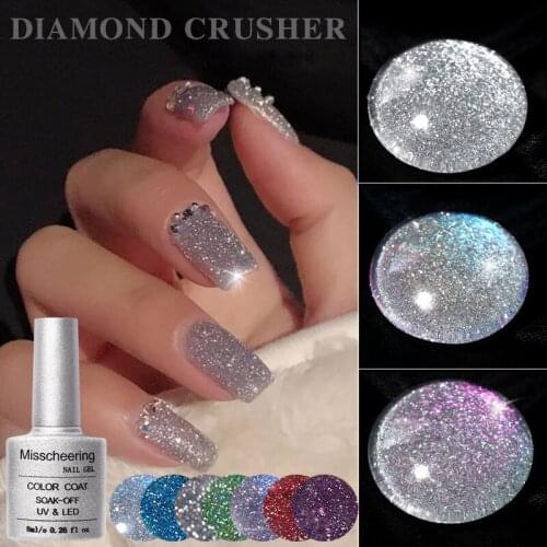 2021 New Glitter Laser Nail Polish 8ml Holographics Nails Varnish Shining Charming Silver Sequins Super Shiny Light DIY Nail Art
