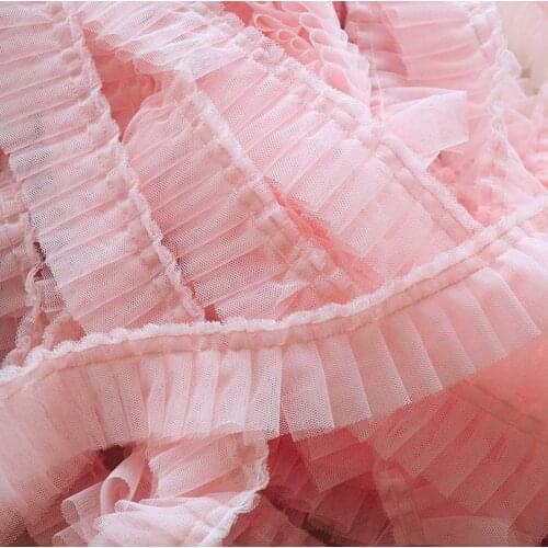 3 Meters Width 5cm 10 Colors Mesh Lace Trim 3D Pleated Ruffle Lace Ribbon DIY Crafts Collar Garment Sewing Accessories Fabric