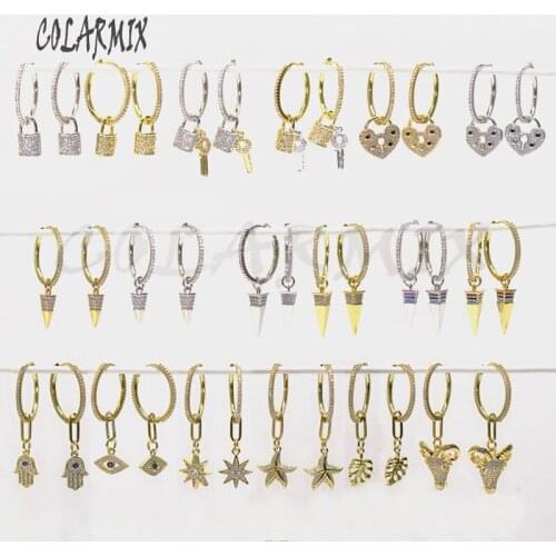 5 pairs Multi charms earrings Oval zircon hook earrings zircon jewelry fashion jewelry accessories earrings for women 51010