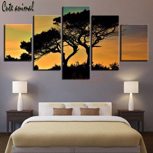 5 Pieces 5D Diy Diamond Painting Tree Sunset Natural Landscape Cross Stitch Diamond Embroidery Mosaic Paint By Number Home Decor