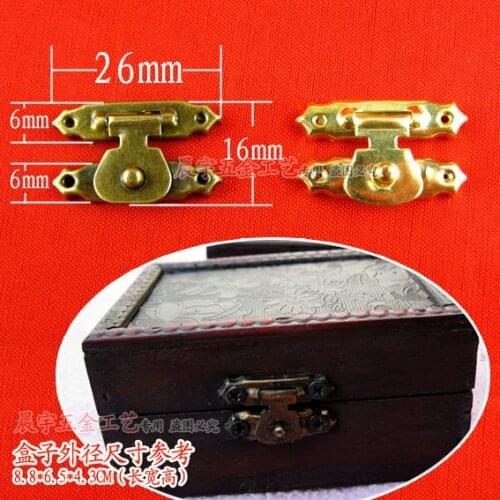 A018 small tin box gift box metal clasp buckle small wooden box hasp lock box buckle copper