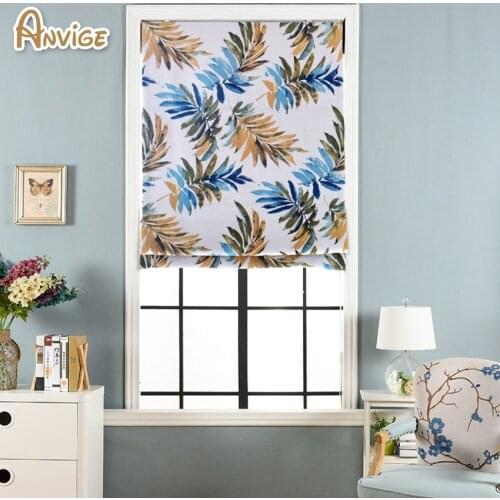 Anvige Tropica Banana Tree Printed Roman Shade Rollor Blind Window Curtains For Living Room