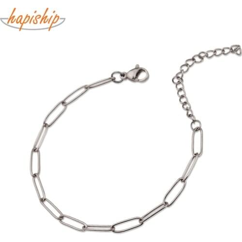 Hapiship 2021 Newest Fashion Men Womens Stainless Steel Hollow Chain Bracelet DIY Accessories Jewelry Wholesale Lot G182
